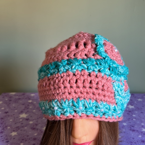 Crochet flower beanie soft warm acrylic yarn medium - Picture 3 of 5